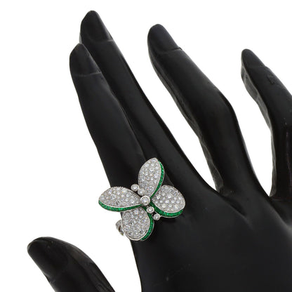 GRAFF Princess Butterfly Diamond Emerald Ring K18 White Gold Ladies [Used]