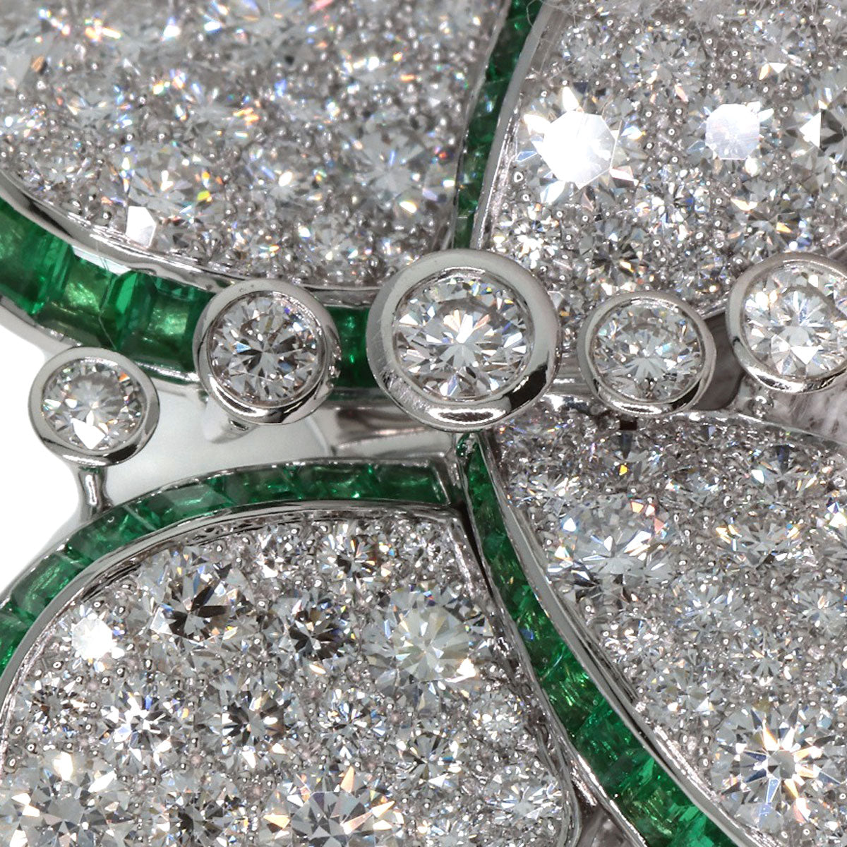 GRAFF Princess Butterfly Diamond Emerald Ring K18 White Gold Ladies [Used]