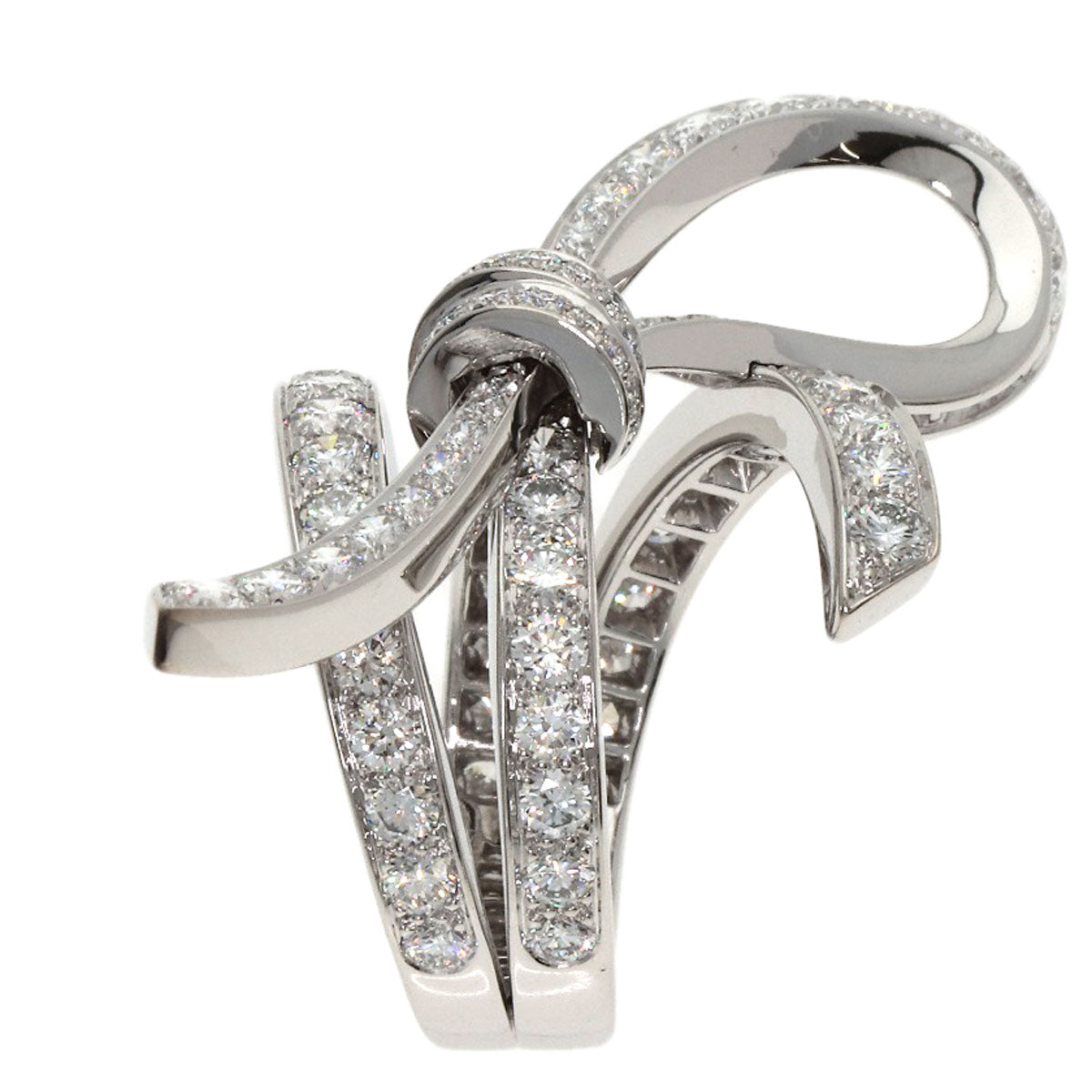 Van Cleef & Arpels Nu Ribbon Diamond #49 Ring K18 White Gold Ladies [Used]