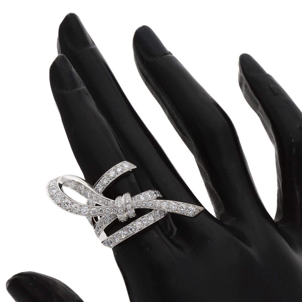 Van Cleef & Arpels Nu Ribbon Diamond #49 Ring K18 White Gold Ladies [Used]
