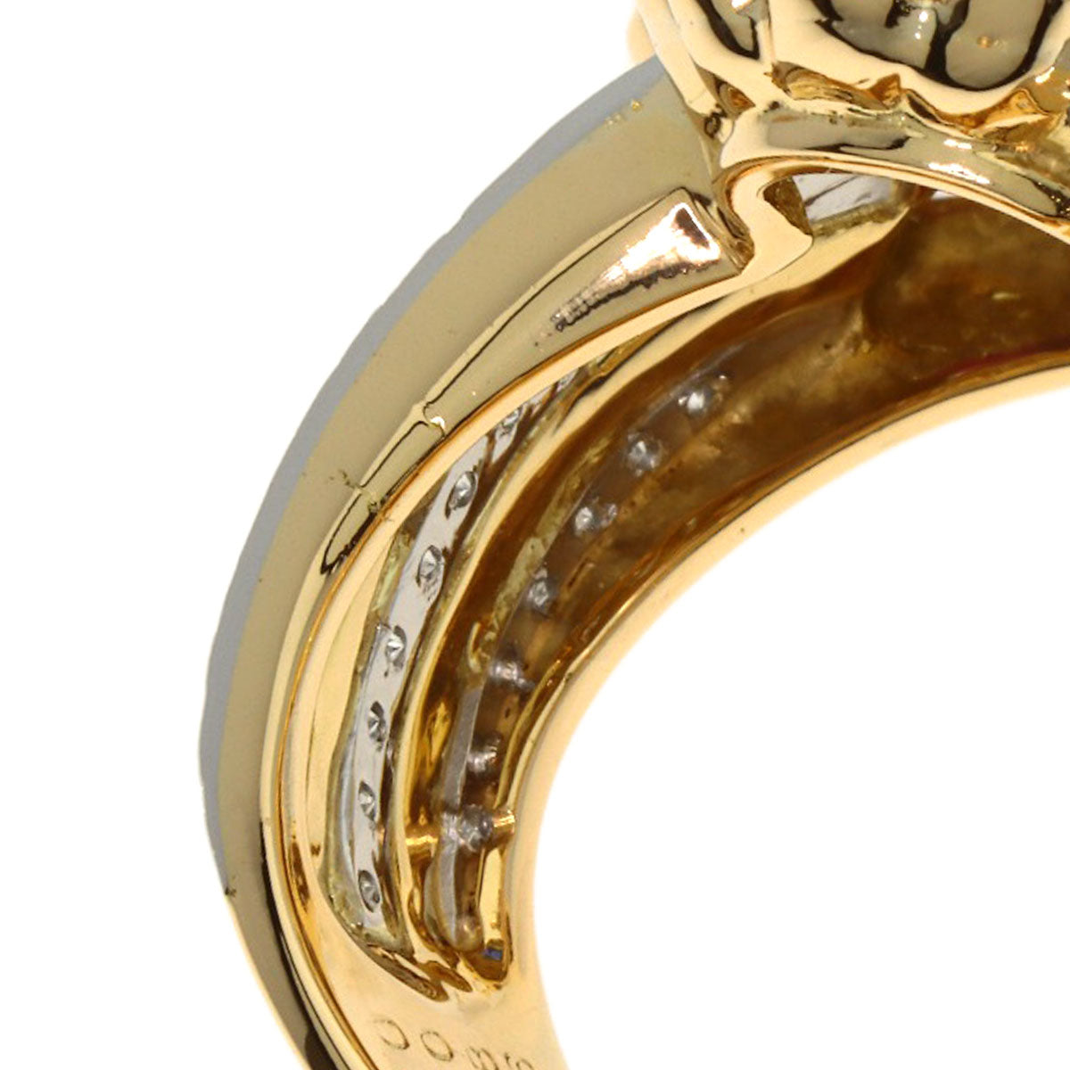 NOBUKO ISHIKAWA Flower Sapphire Ruby Diamond Ring K18 Yellow Gold PT900Ladies [Used]