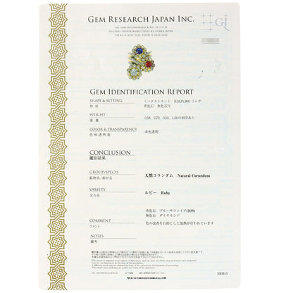 NOBUKO ISHIKAWA Flower Sapphire Ruby Diamond Ring K18 Yellow Gold PT900Ladies [Used]