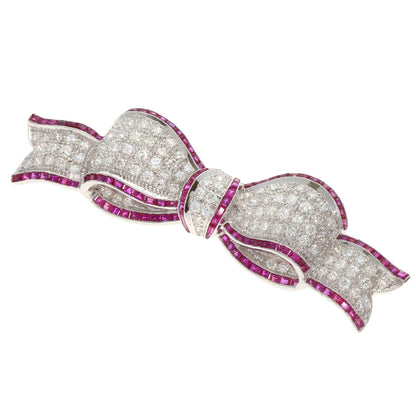 HARRY WINSTON Ribbon Ruby Diamond Brooch K18 White Gold Ladies [Used]