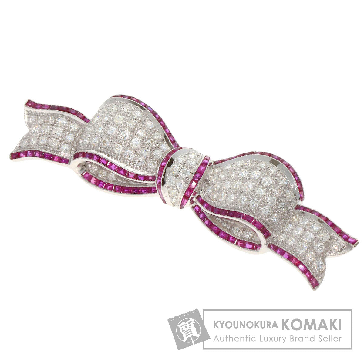 HARRY WINSTON Ribbon Ruby Diamond Brooch K18 White Gold Ladies [Used]
