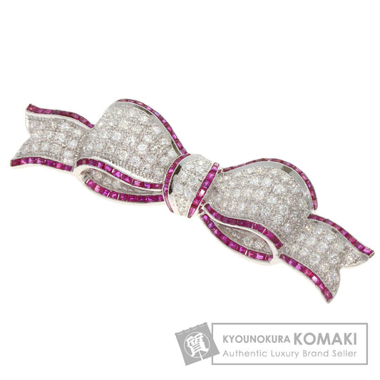 HARRY WINSTON Ribbon Ruby Diamond Brooch K18 White Gold Ladies [Used]