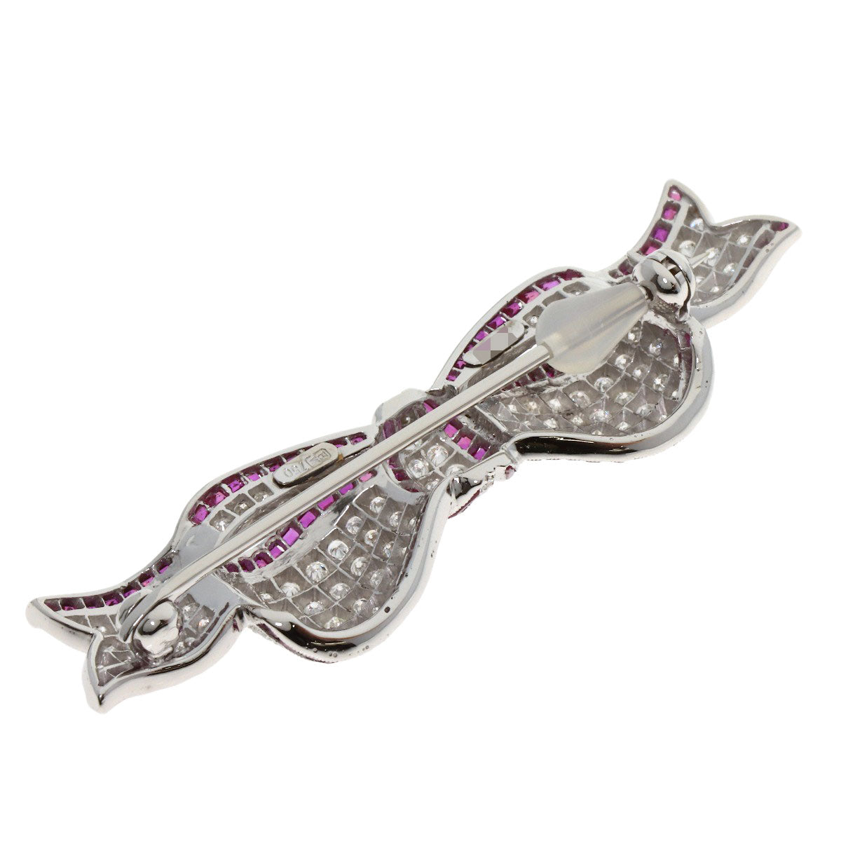HARRY WINSTON Ribbon Ruby Diamond Brooch K18 White Gold Ladies [Used]