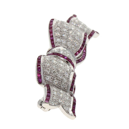 HARRY WINSTON Ribbon Ruby Diamond Brooch K18 White Gold Ladies [Used]