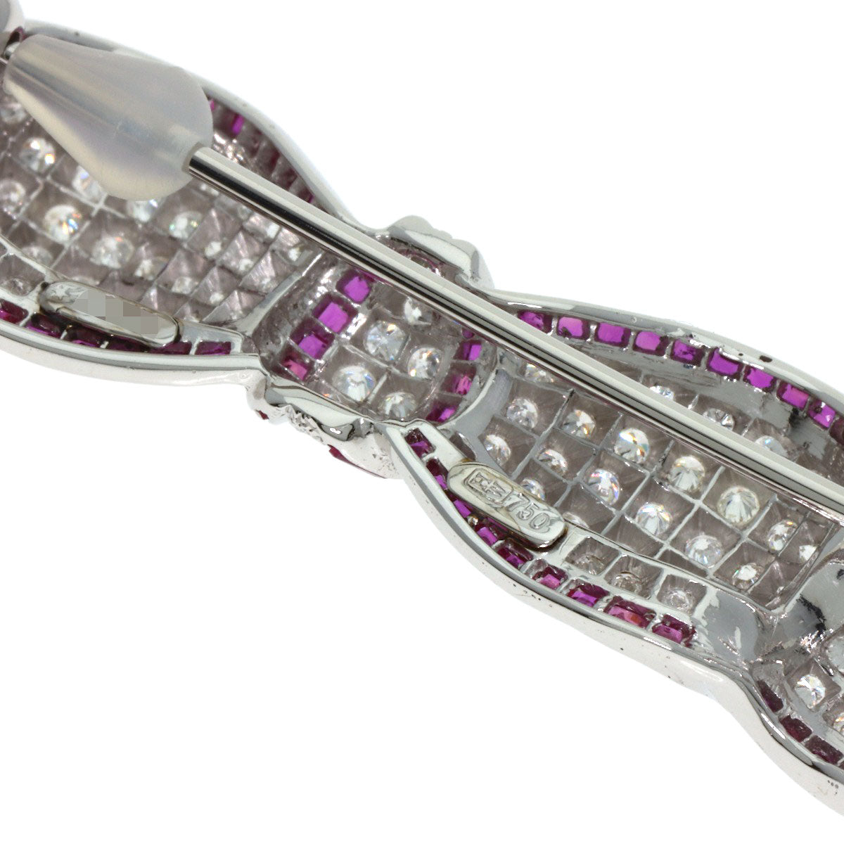 HARRY WINSTON Ribbon Ruby Diamond Brooch K18 White Gold Ladies [Used]