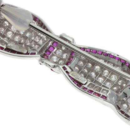 HARRY WINSTON Ribbon Ruby Diamond Brooch K18 White Gold Ladies [Used]