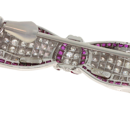 HARRY WINSTON Ribbon Ruby Diamond Brooch K18 White Gold Ladies [Used]