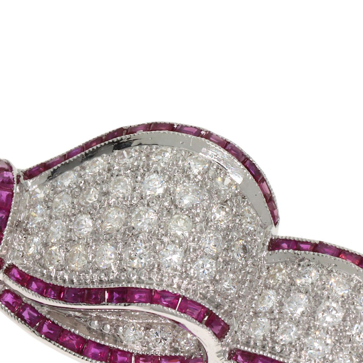 HARRY WINSTON Ribbon Ruby Diamond Brooch K18 White Gold Ladies [Used]