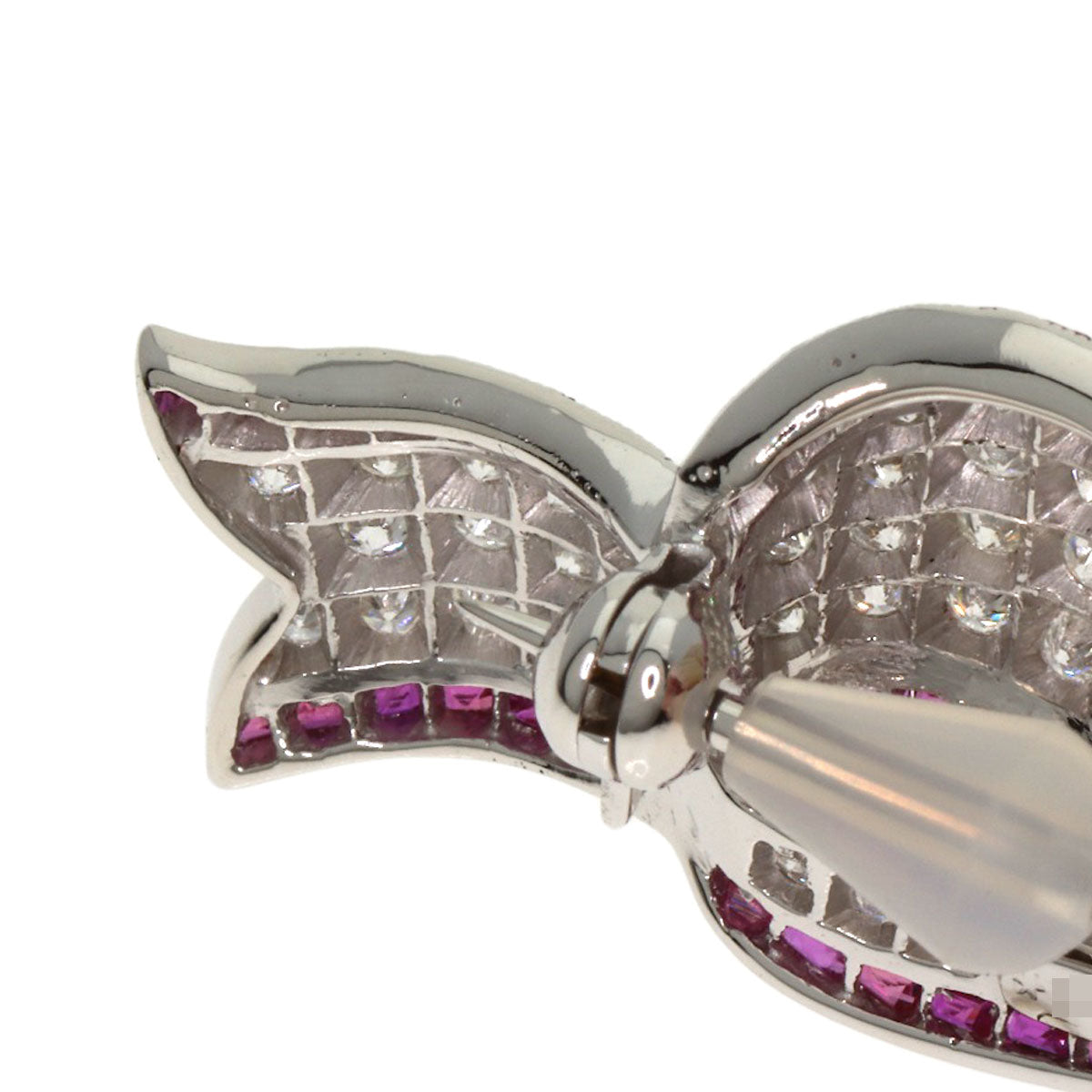 HARRY WINSTON Ribbon Ruby Diamond Brooch K18 White Gold Ladies [Used]