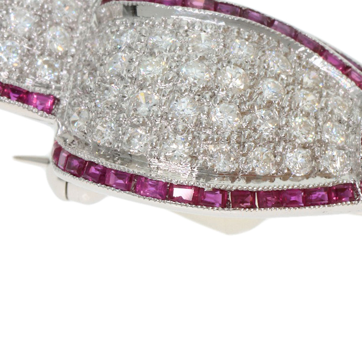 HARRY WINSTON Ribbon Ruby Diamond Brooch K18 White Gold Ladies [Used]