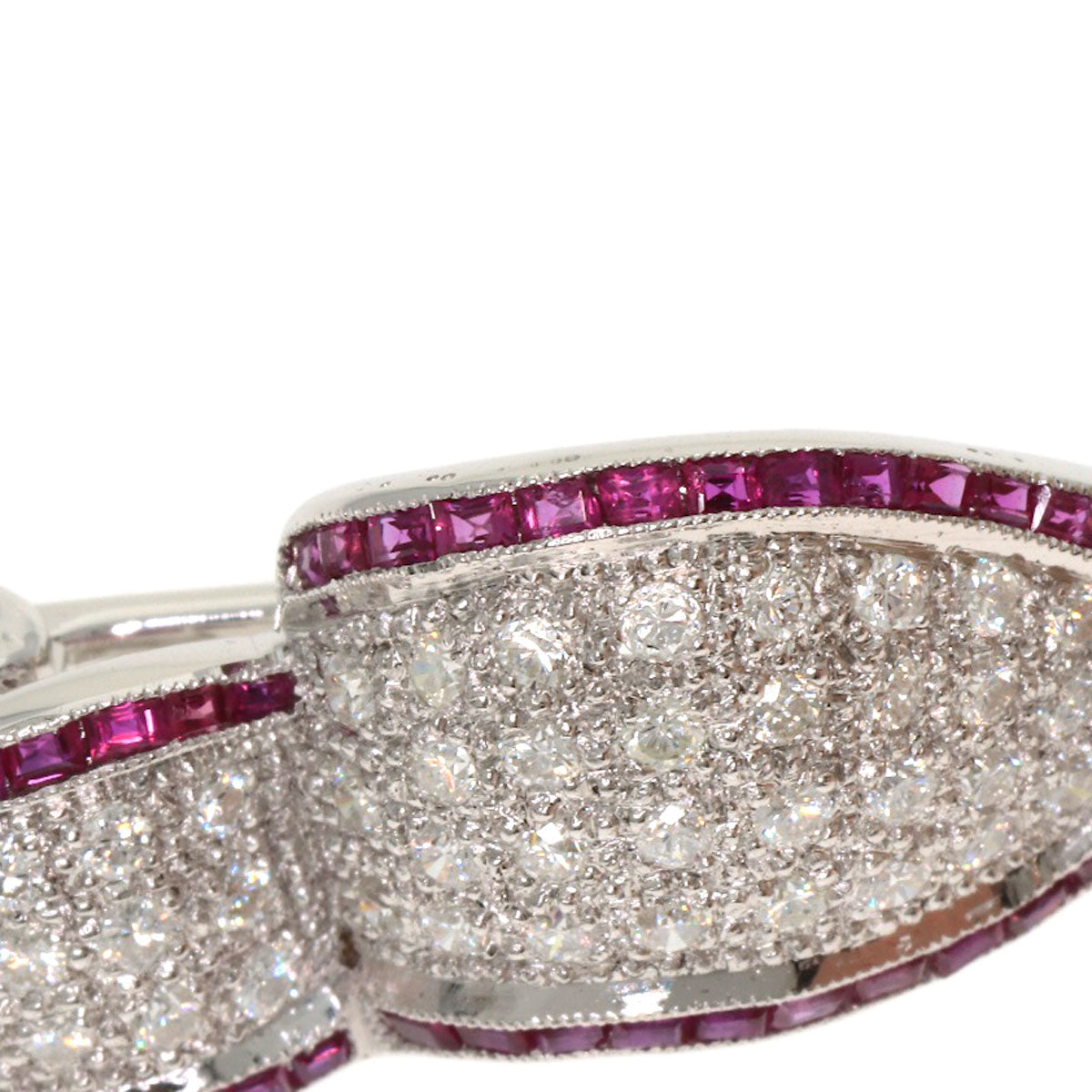 HARRY WINSTON Ribbon Ruby Diamond Brooch K18 White Gold Ladies [Used]