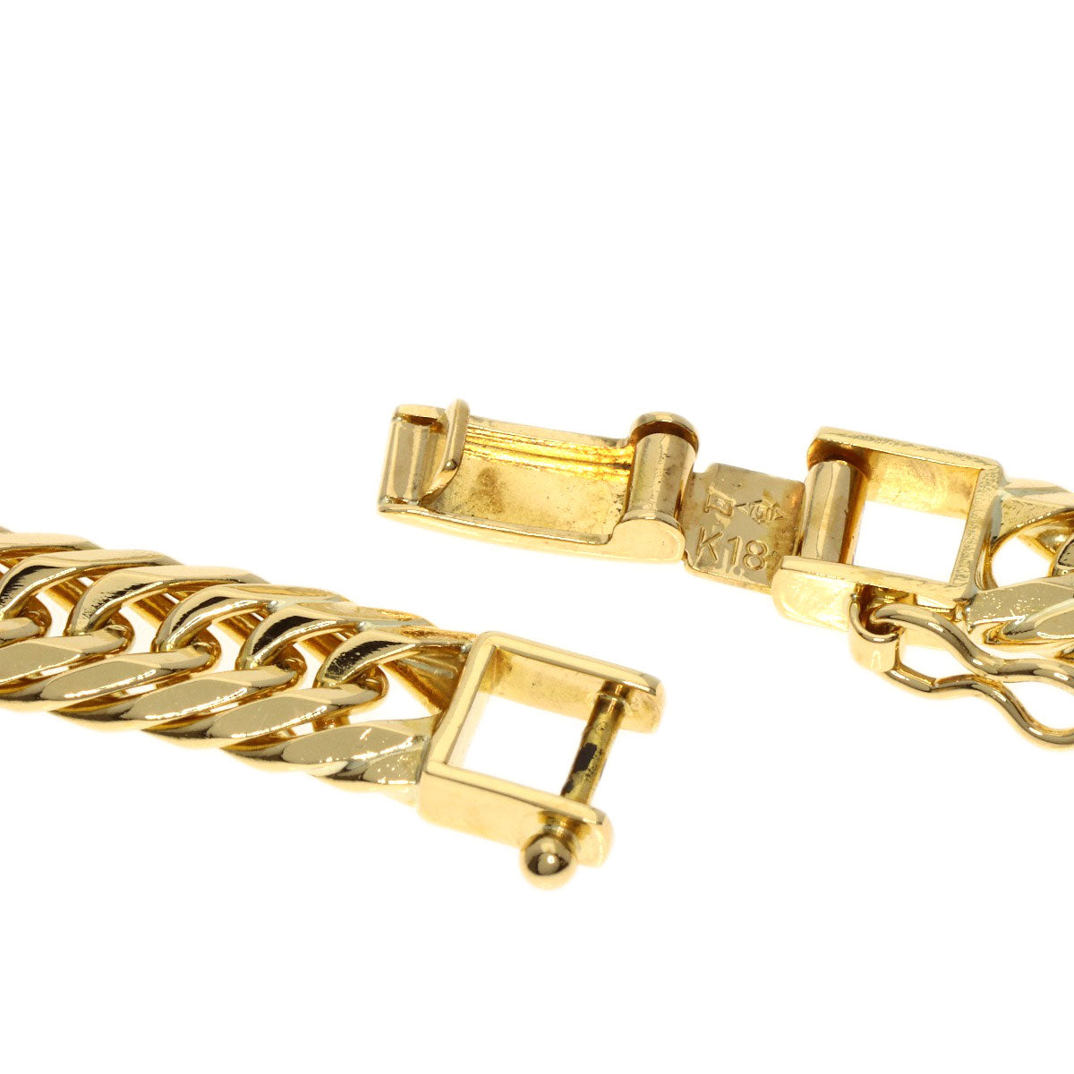 Curb chain Kihei 6-sided triple Necklace K18 Yellow Gold 49.7g　mens