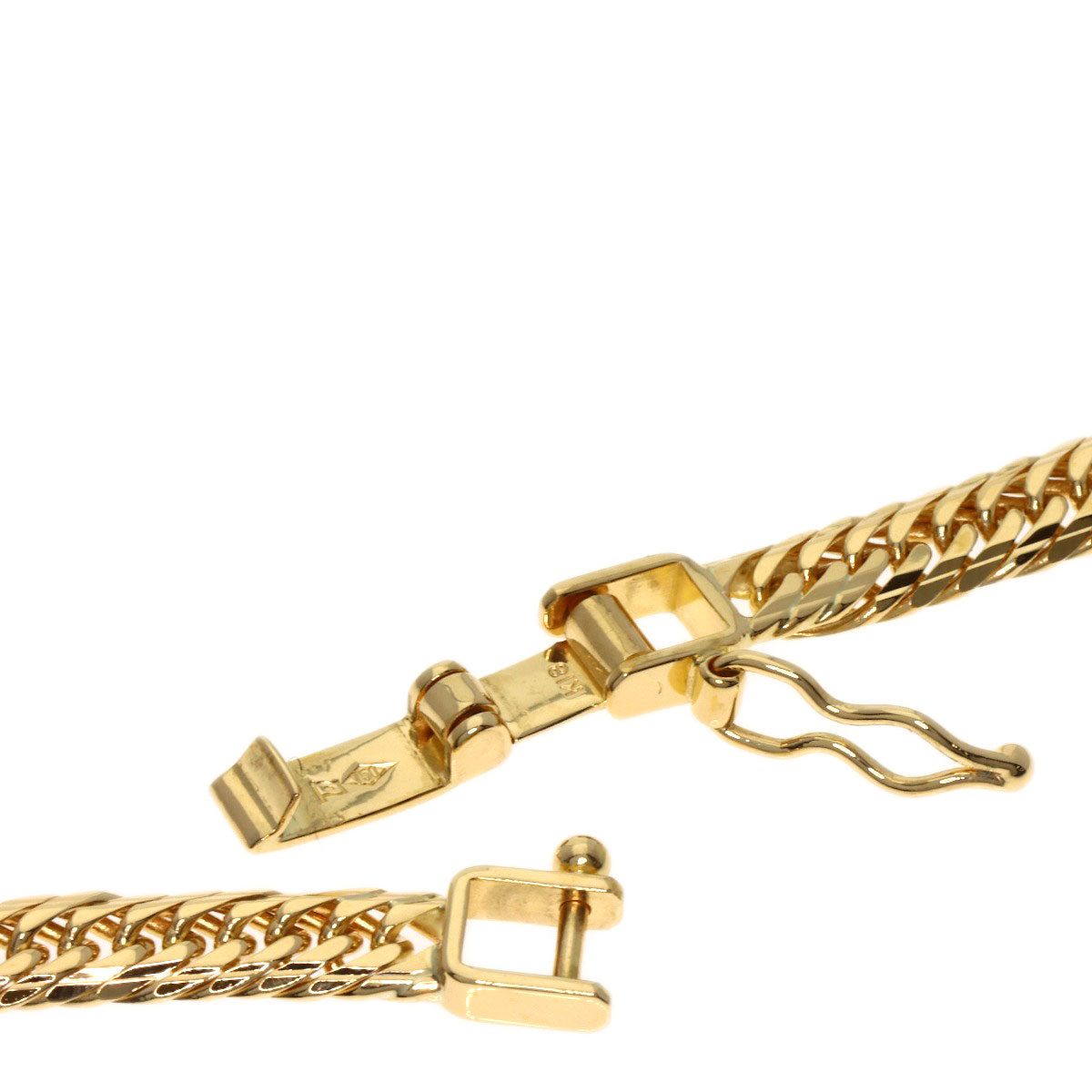 Curb Chain Kihei 10-sided Triple Necklace K18 Yellow Gold 20.5g　mens