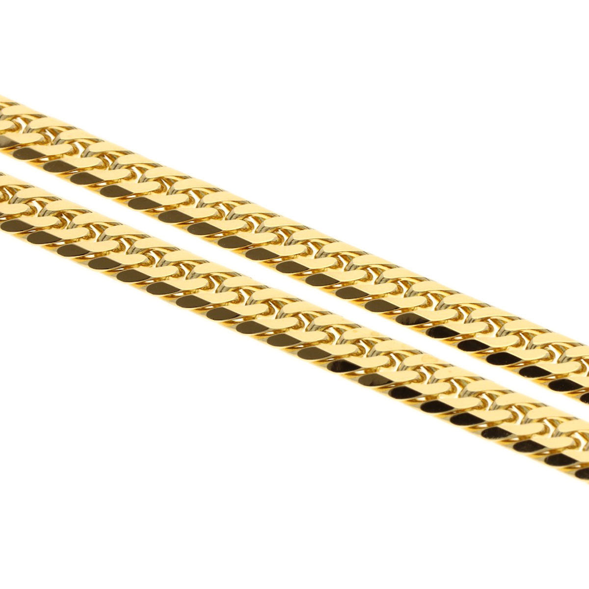 Curb chain Kihei 6-sided W Necklace K18 Yellow Gold 30g　mens