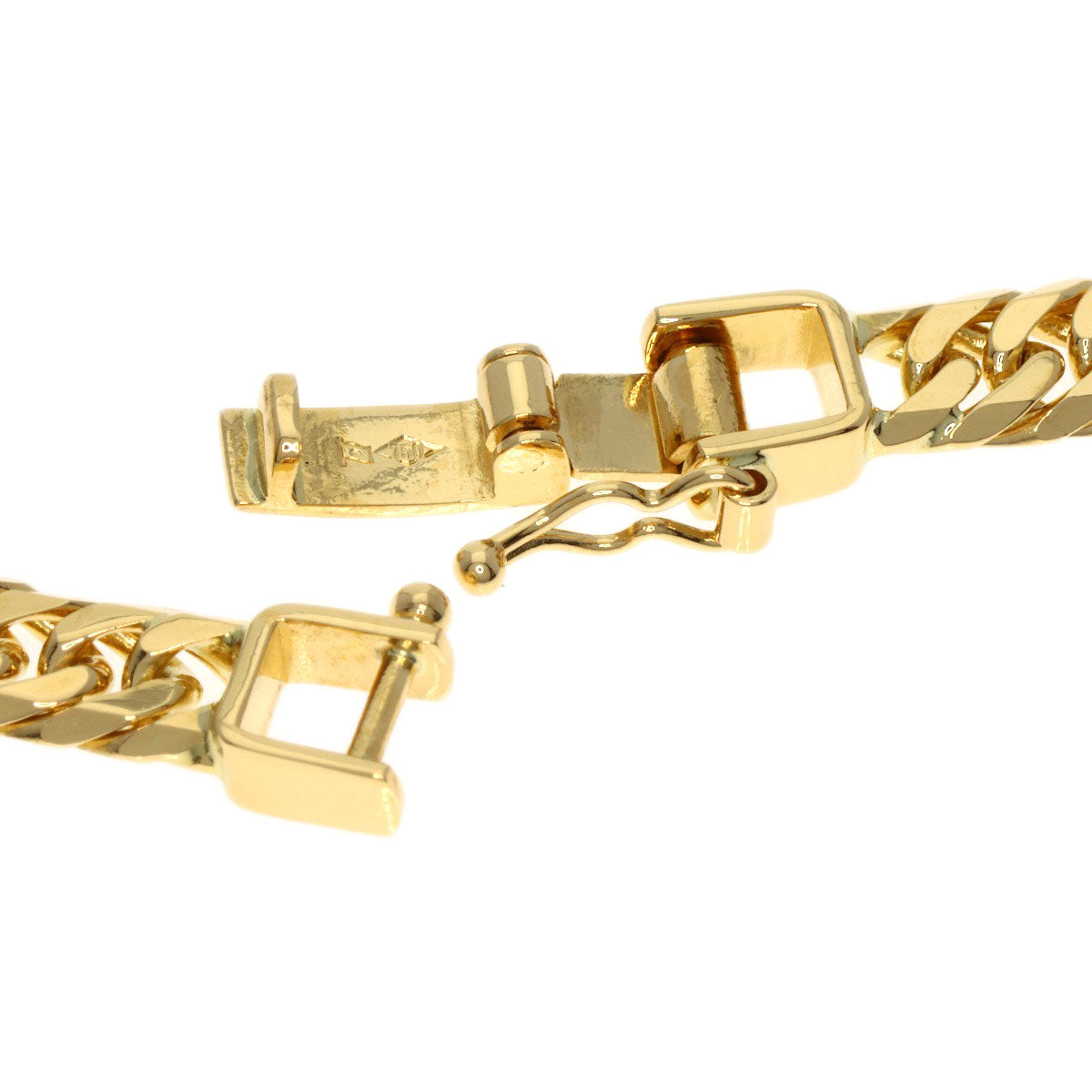 Curb chain Kihei 6-sided W Necklace K18 Yellow Gold 30g　mens