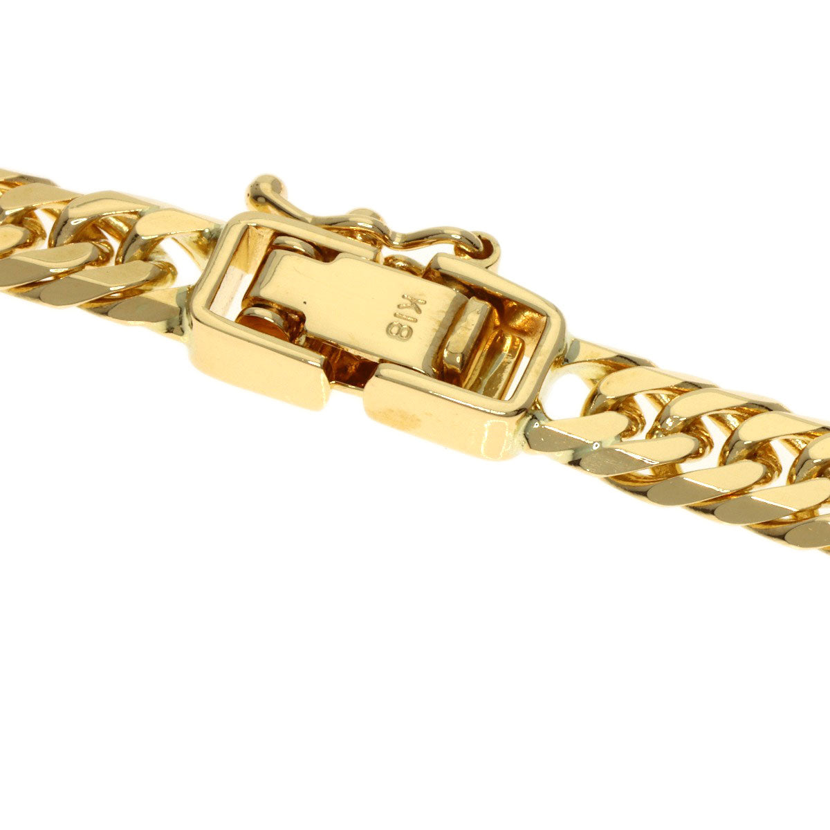 Curb chain Kihei 6-sided W Necklace K18 Yellow Gold 30g　mens