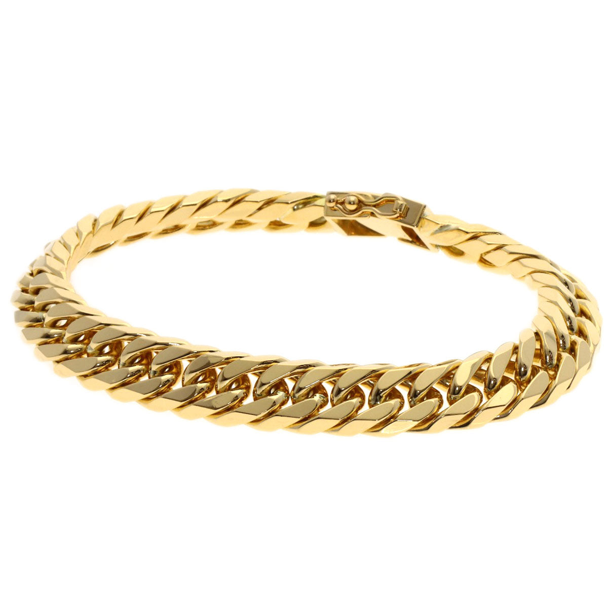 Curb chain Kihei 6-sided W Bracelet K18 Yellow Gold 80.1g　mens