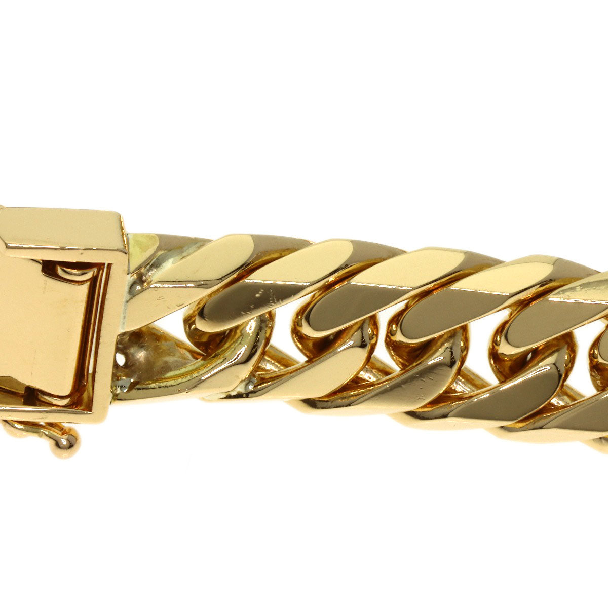 Curb chain Kihei 6-sided W Bracelet K18 Yellow Gold 80.1g　mens