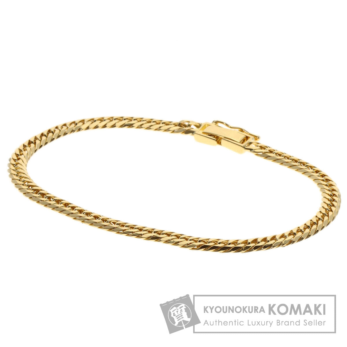 Curb chain Kihei 6-sided W Bracelet K18 Yellow Gold 10g　Ladies