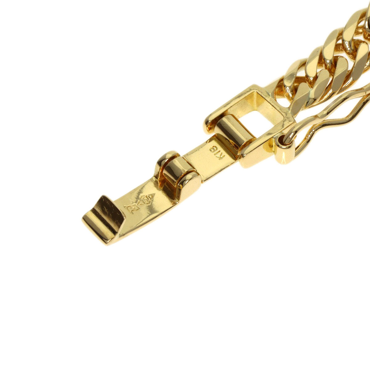 Curb chain Kihei 6-sided W Bracelet K18 Yellow Gold 10g　Ladies