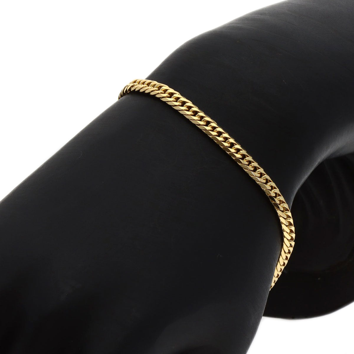 Curb chain Kihei 6-sided W Bracelet K18 Yellow Gold 10g　Ladies