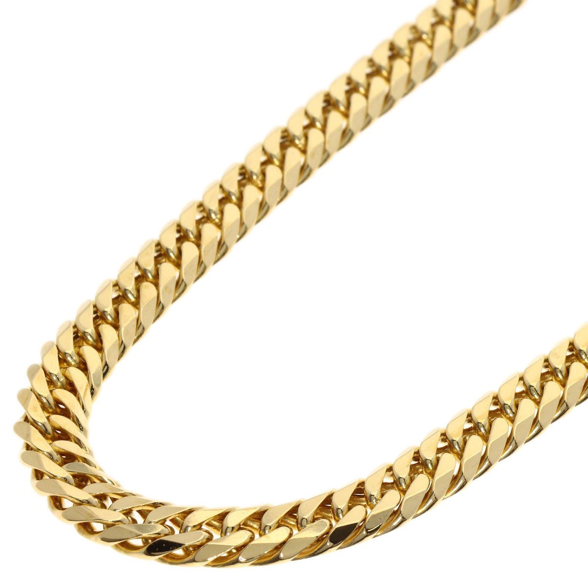 Curb chain Kihei 6-sided W Necklace K18 Yellow Gold 99.2g　mens