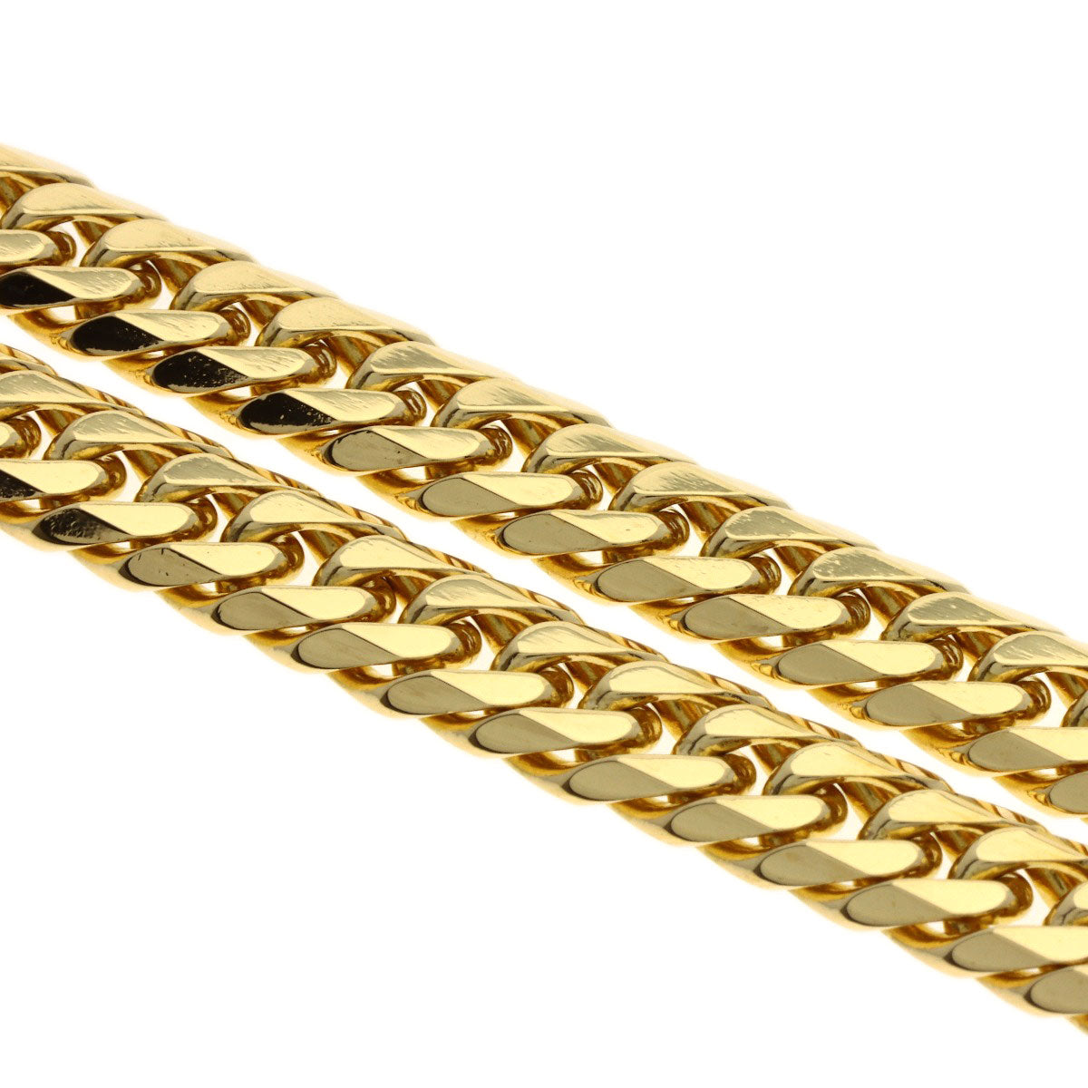 Curb chain Kihei 6-sided W Necklace K18 Yellow Gold 99.2g　mens