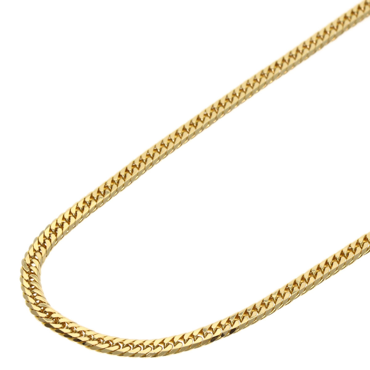 Curb chain Kihei 6-sided W Necklace K18 Yellow Gold 8g　Ladies