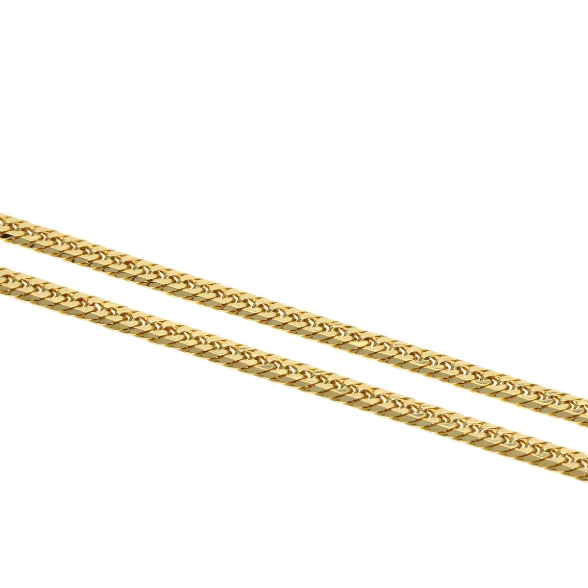 Curb chain Kihei 6-sided W Necklace K18 Yellow Gold 8g　Ladies