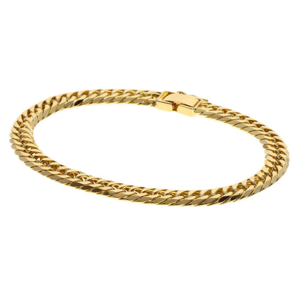 Curb chain Kihei 6-sided W Bracelet K18 Yellow Gold 20.4g　mens