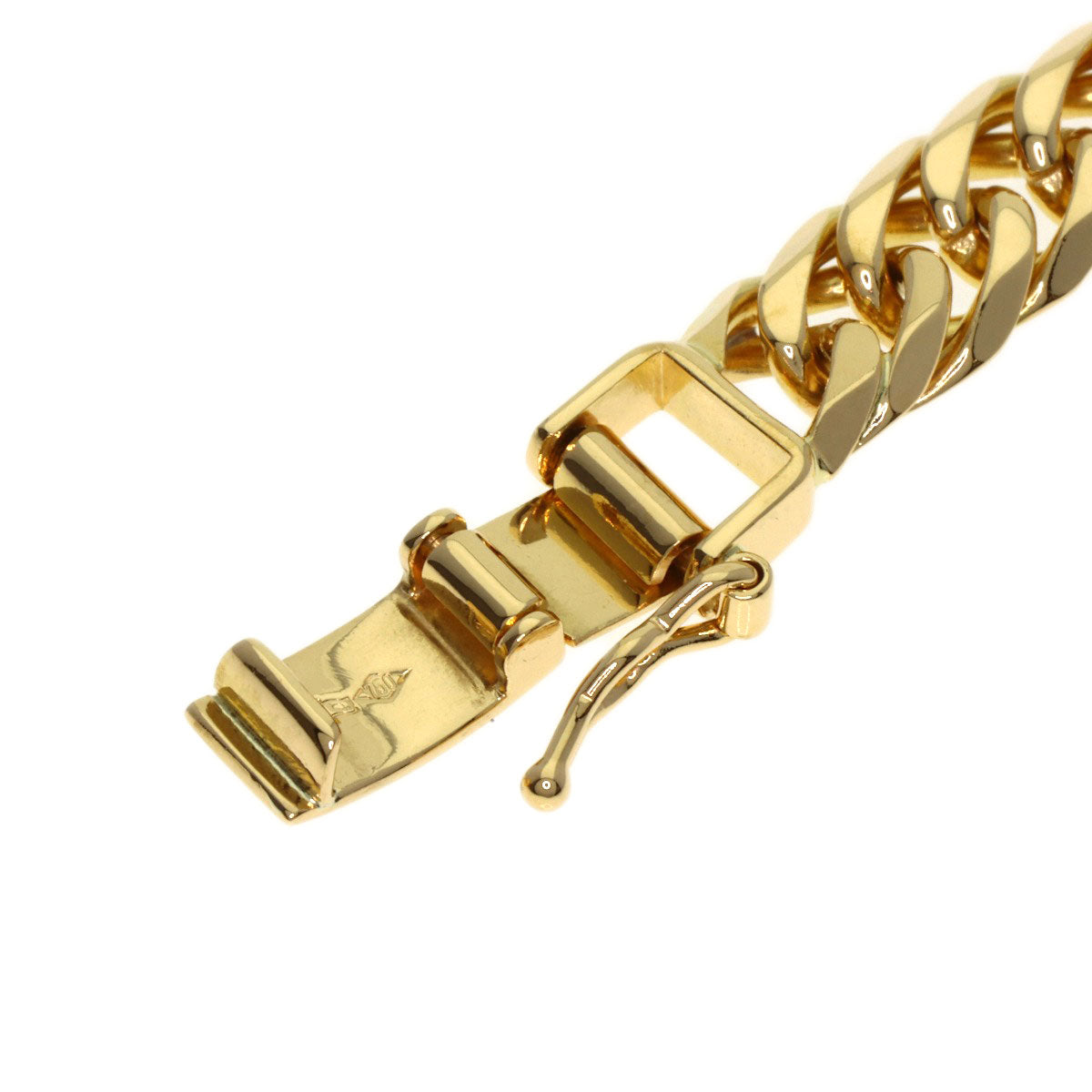 Curb chain Kihei 6-sided W Bracelet K18 Yellow Gold 20.4g　mens