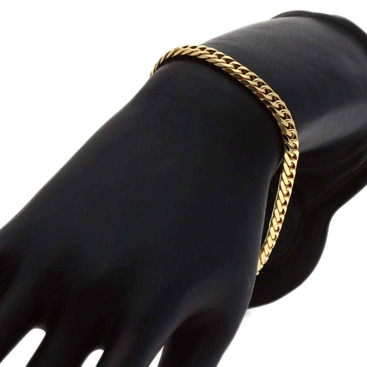 Curb chain Kihei 6-sided W Bracelet K18 Yellow Gold 20.4g　mens