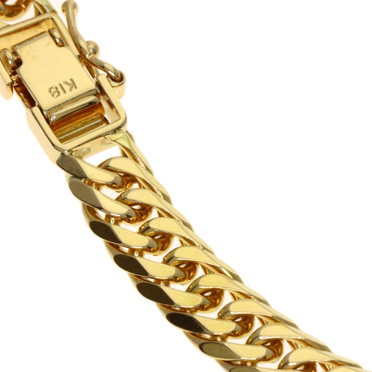 Curb chain Kihei 6-sided W Bracelet K18 Yellow Gold 20.4g　mens