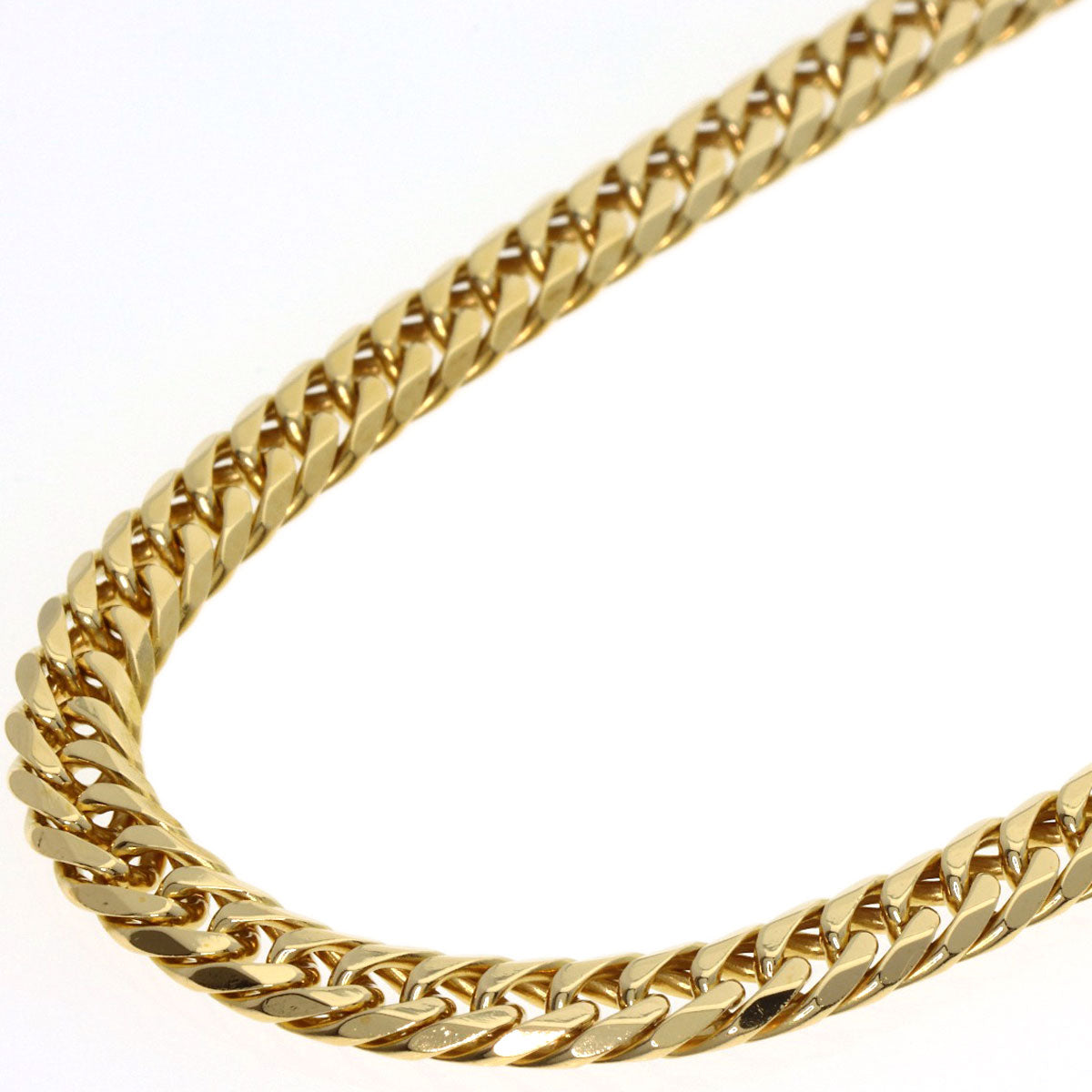 Curb chain Kihei 6-sided W Necklace K18 Yellow Gold 29.2g　mens