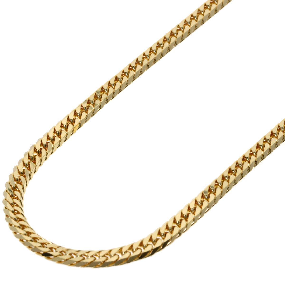 Curb chain Kihei W6 side Necklace K18 Yellow Gold 30.3g　Ladies