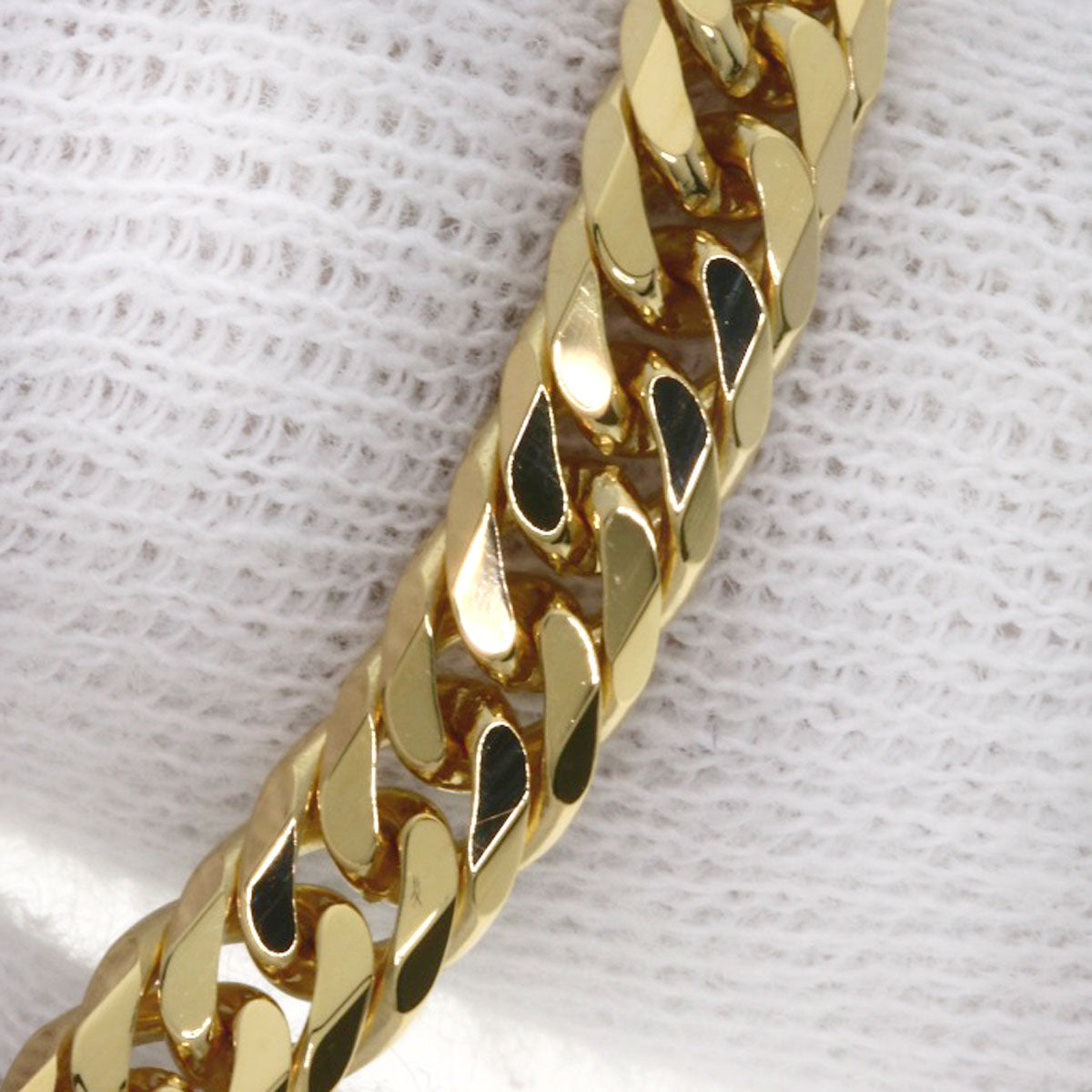 Curb chain Kihei W6 side Necklace K18 Yellow Gold 30.2g　Ladies