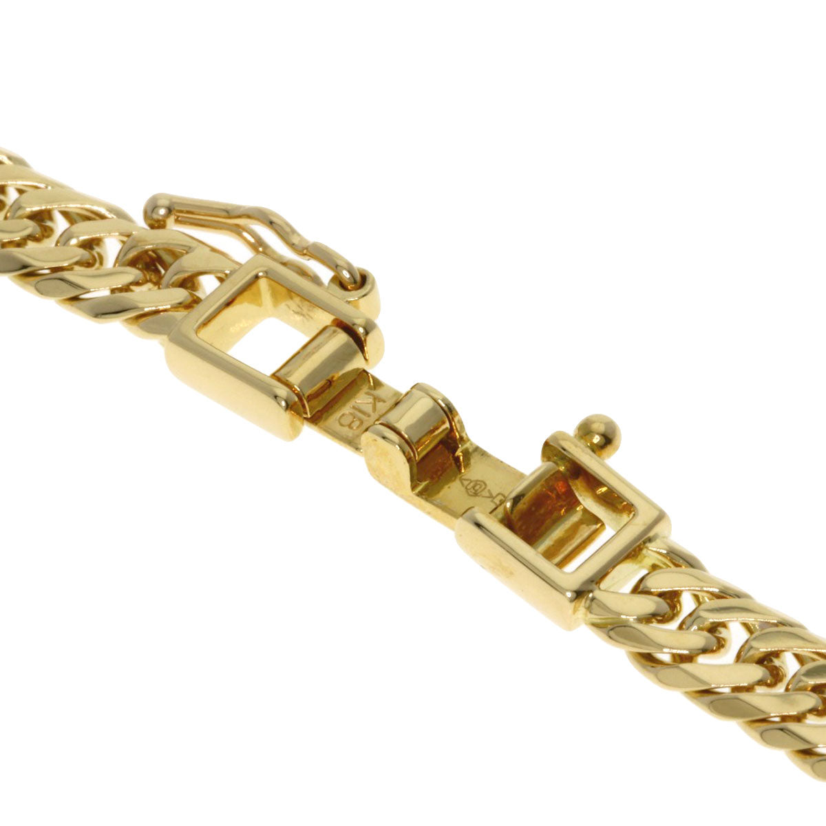 Curb chain Kihei W6 side Necklace K18 Yellow Gold 30.5g　Ladies