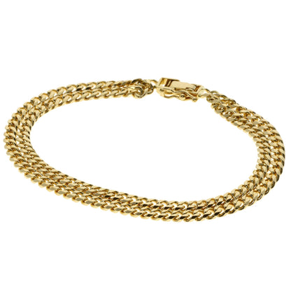 Curb chain Kihei 2 rows 8 sides Bracelet K18 Yellow Gold 17.9g　mens