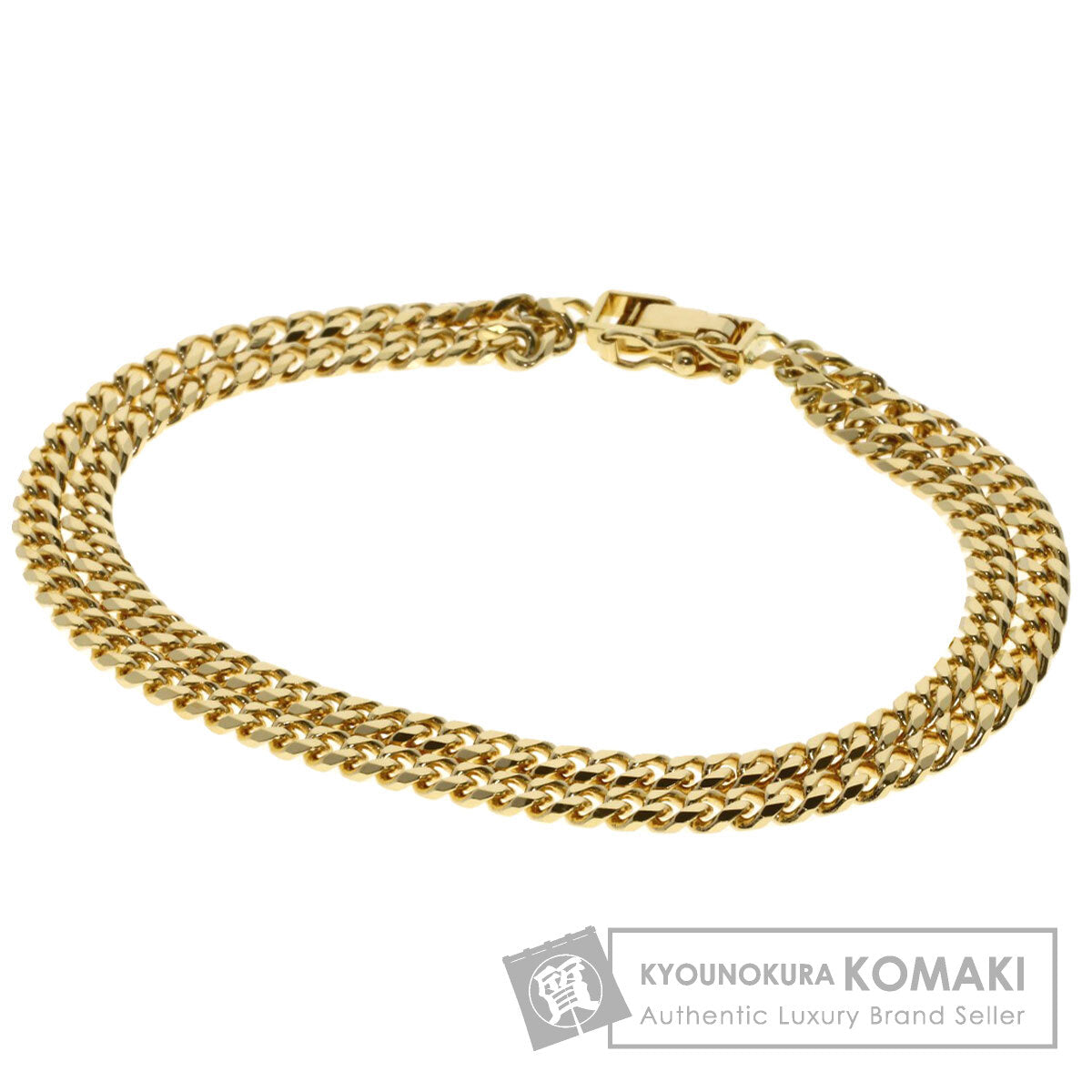 Curb chain Kihei 2 rows 8 sides Bracelet K18 Yellow Gold 17.9g　mens