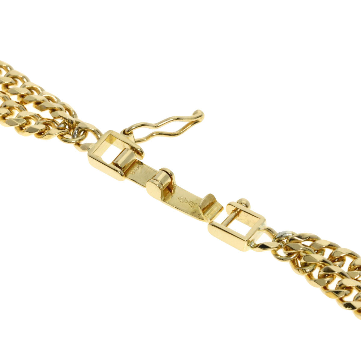 Curb chain Kihei 2 rows 8 sides Bracelet K18 Yellow Gold 17.9g　mens