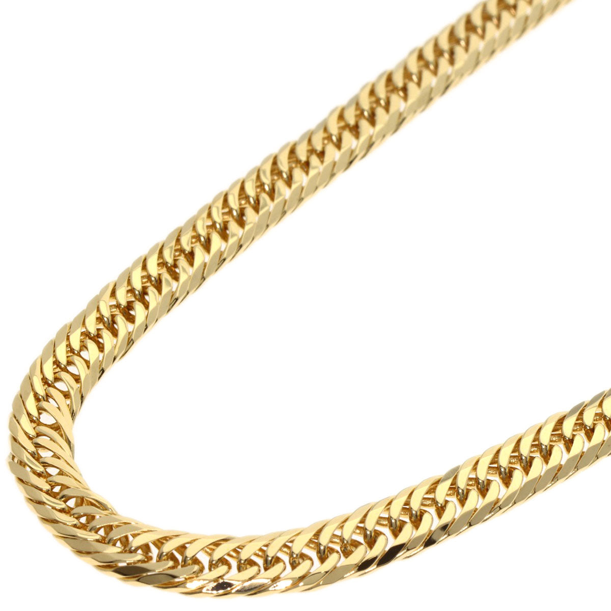 Curb chain Kihei 8-sided W Necklace K18 Yellow Gold 19.9g　Ladies