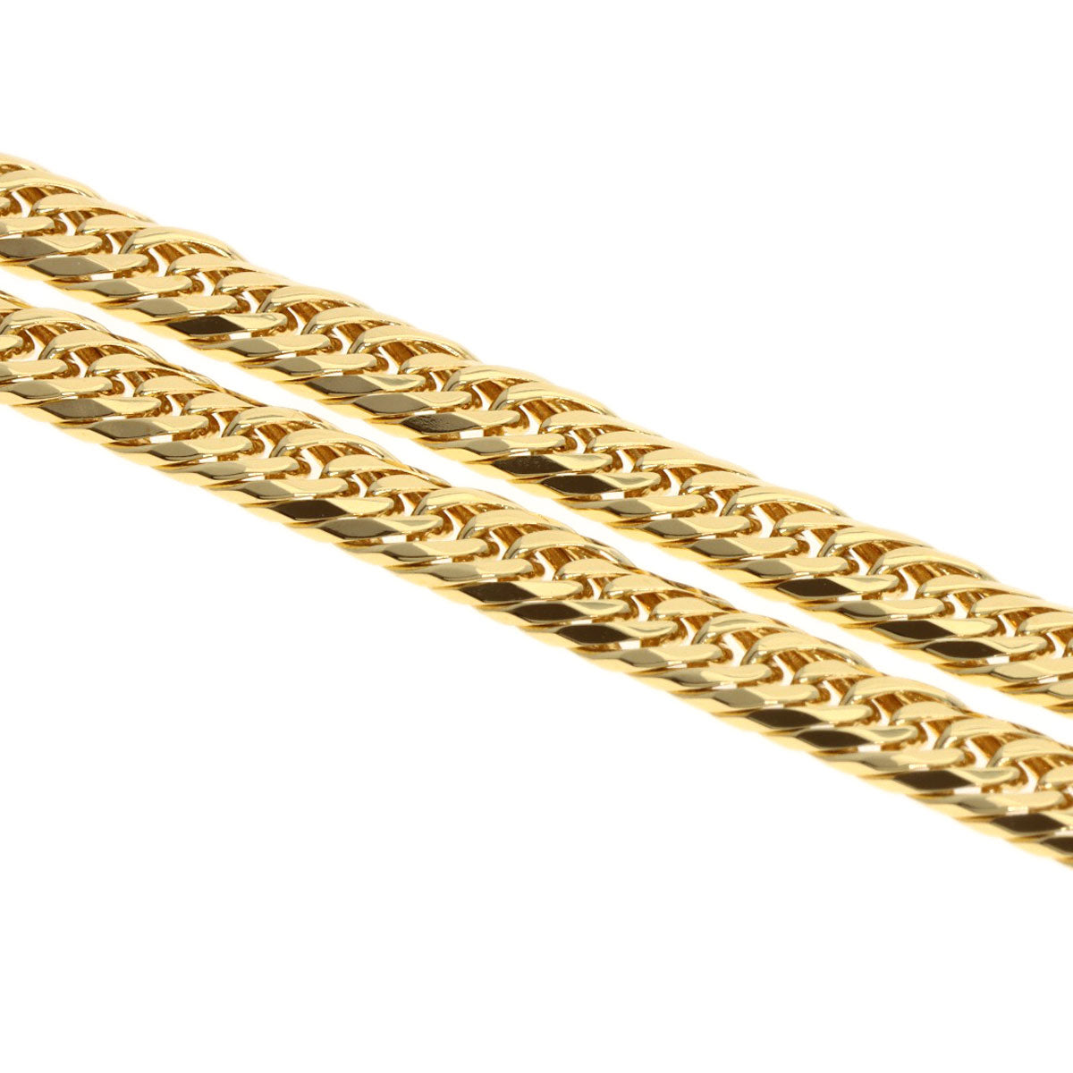 Curb chain Kihei 8-sided W Necklace K18 Yellow Gold 19.9g　Ladies