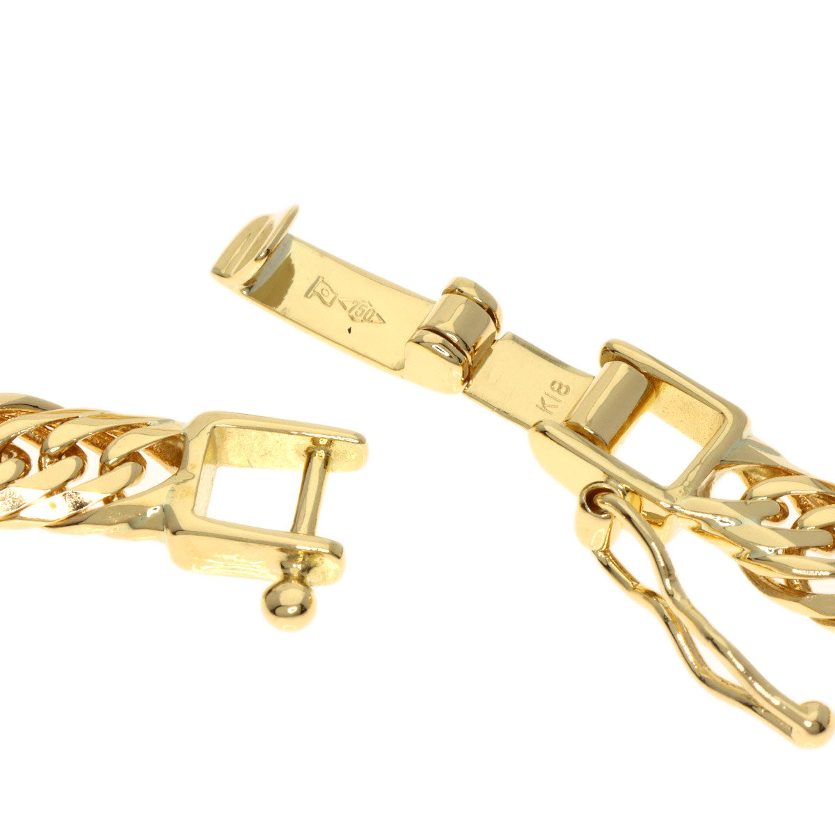 Curb chain Kihei 8-sided W Necklace K18 Yellow Gold 19.9g　Ladies