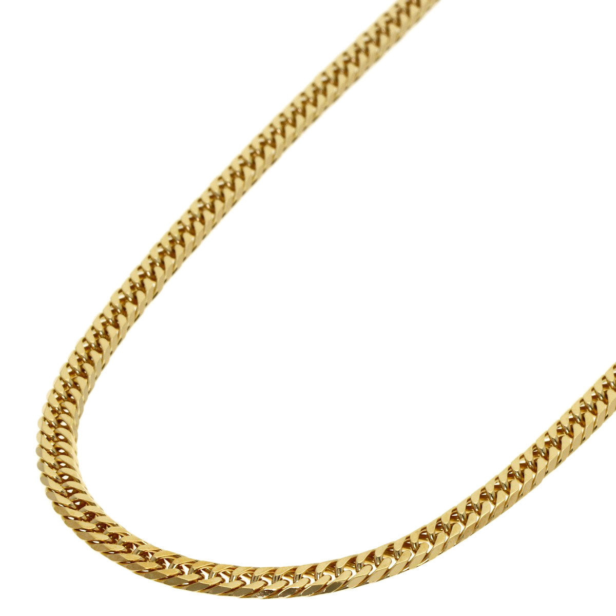 Curb chain Kihei 6-sided double Necklace K18 Yellow Gold 21.1g　mens