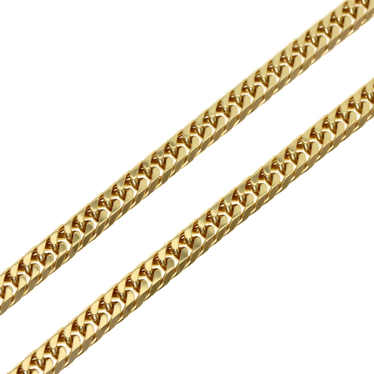 Curb chain Kihei 6-sided double Necklace K18 Yellow Gold 21.1g　mens