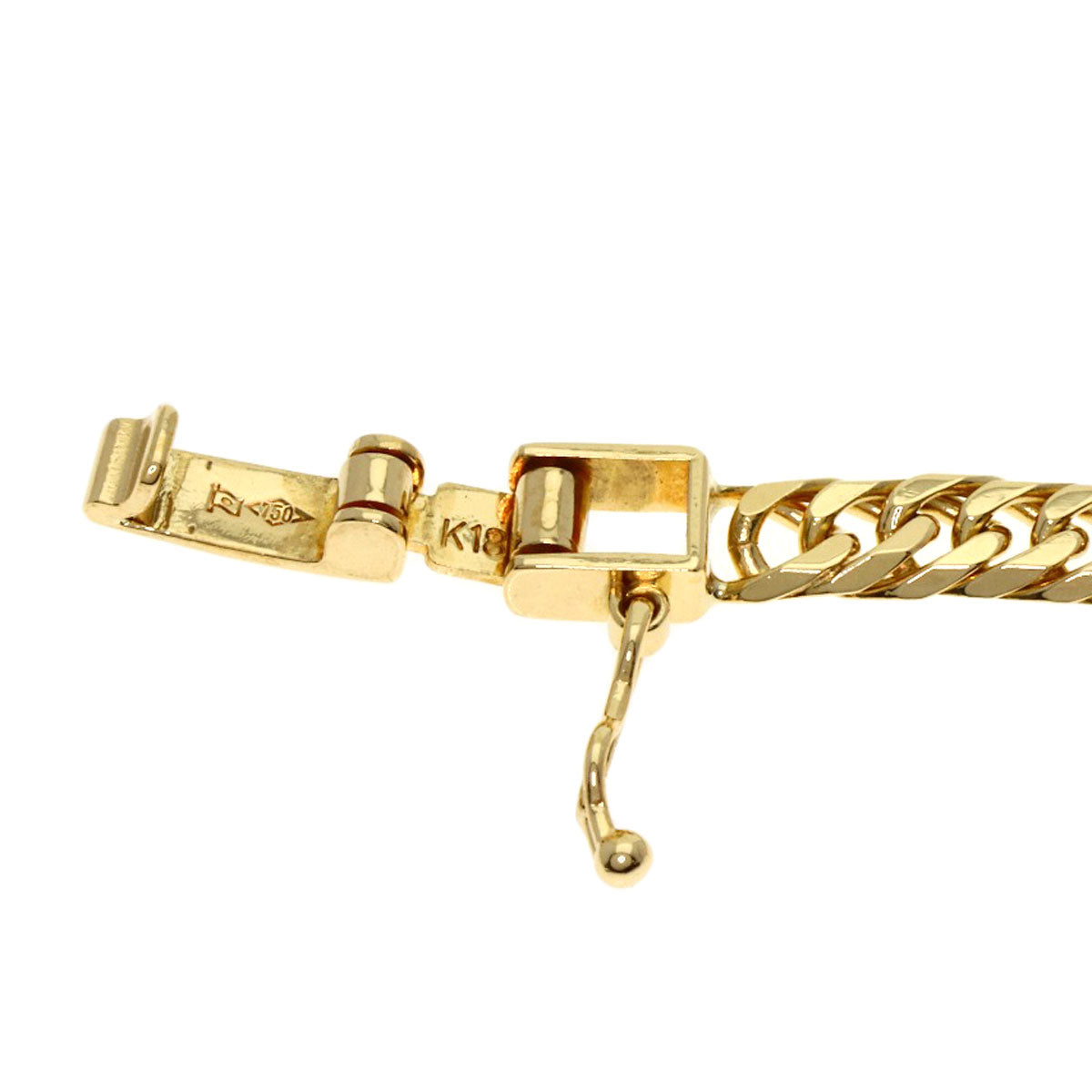 Curb chain Kihei 6-sided double Necklace K18 Yellow Gold 21.1g　mens