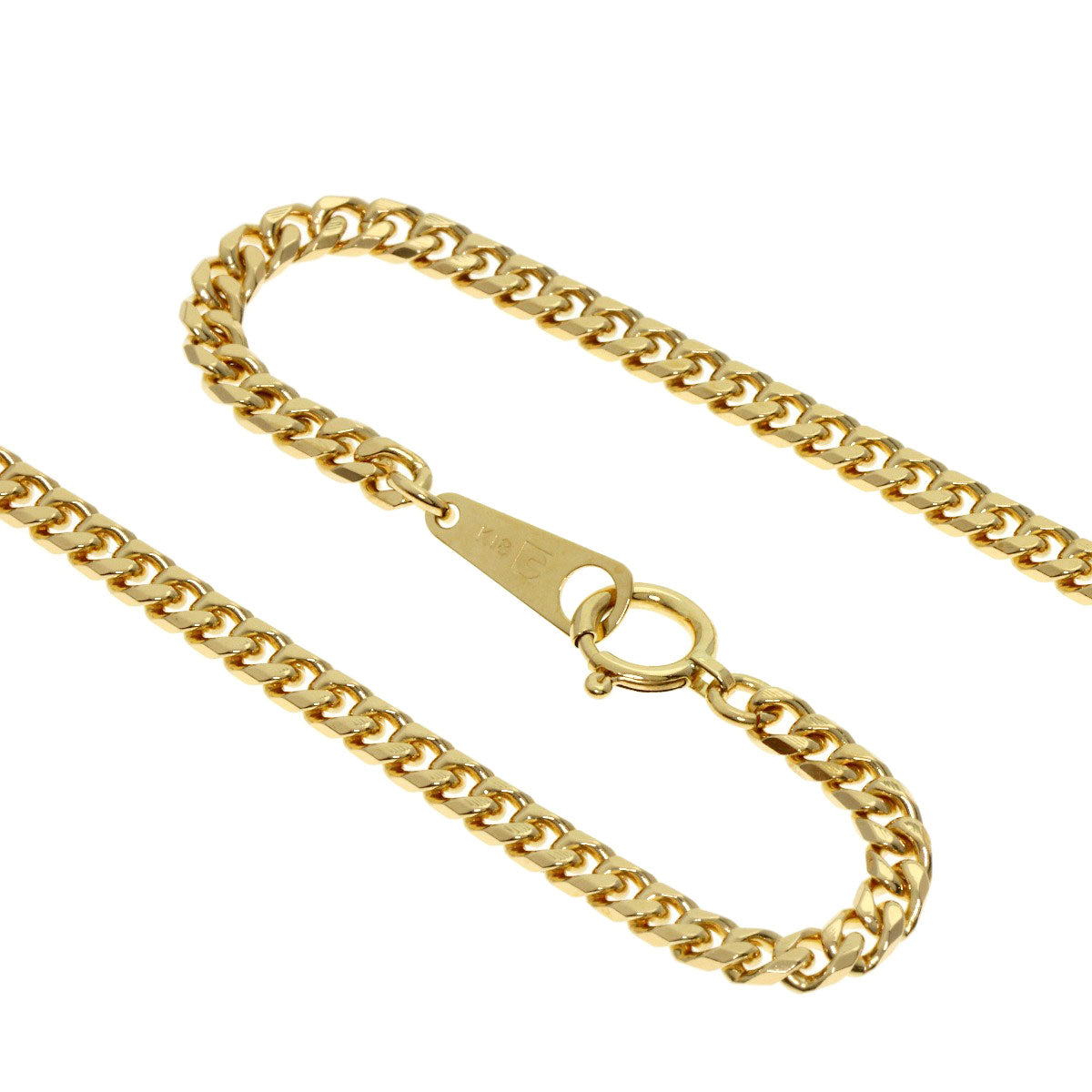 Curb chain Kihei 8 sides Necklace K18 Yellow Gold 15.1g　mens
